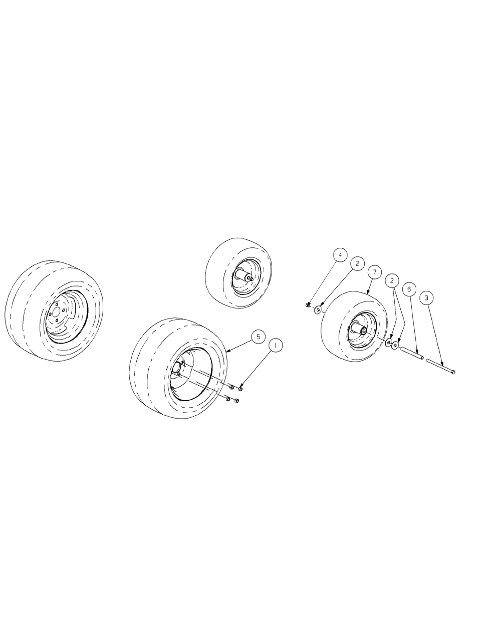 Wheel Assembly Diagram and Parts List for S7237-KW 53AI8DU8050-37HP Cub Cadet Lawn Tractor